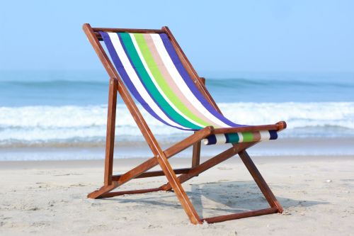 Striped Acacia Deck Chair