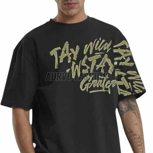 Cotton Blend Urban Style Drop Shoulder T Shirt