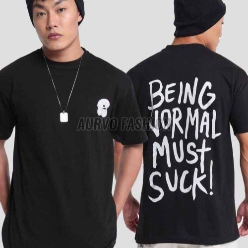 Polyester Black Drop Shoulder T Shirt