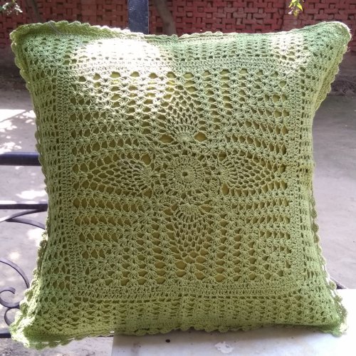 12x12 Golden Oilve Full Lace Cushion Cover
