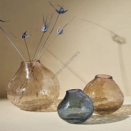 Crackle Glass Flower Vase