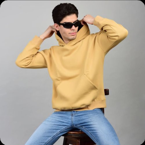 Beige Oversize Fleece Hoodie