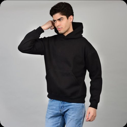 Black Men Oversize Fleece Hoodie