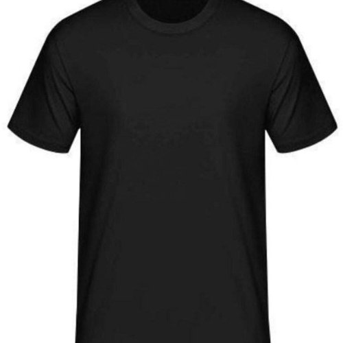 Black Solid Cotton Sinker Regular Fit T-Shirt