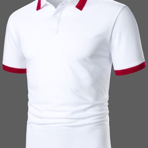 Contrast Trim  Polo Collar T-shirt