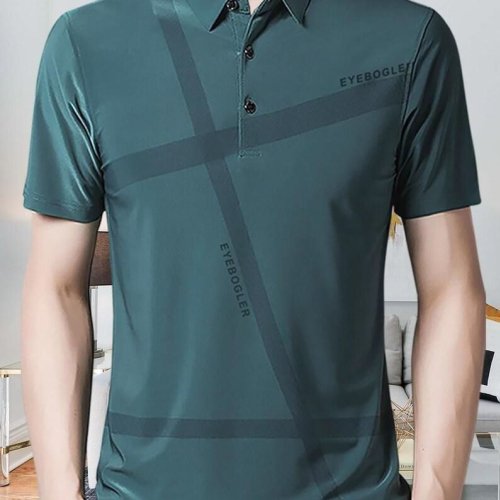 Light Green Short Sleeve Polo Neck Graphic Regular Fit T-Shirt
