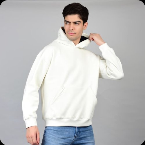 White Oversize Fleece Hoodie