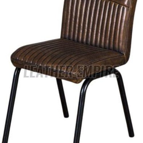 Brown Industrial Leather Dining Chair