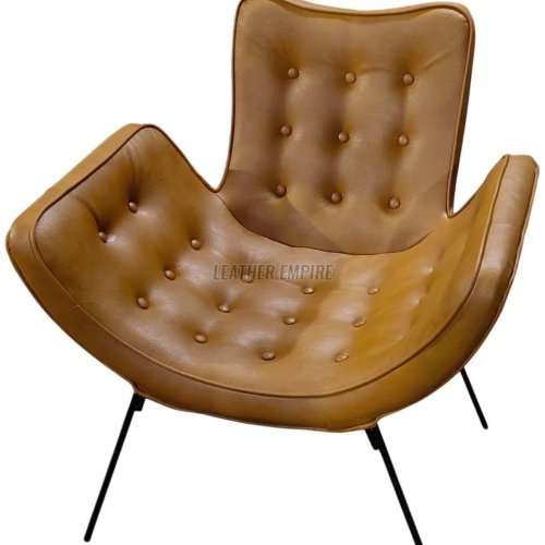 Brown Modern Leather Iron Chair