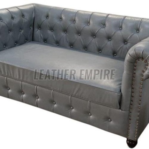 Grey Modern Leather Two Seater Sofa