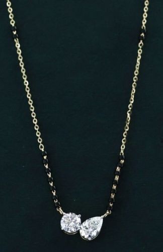 Round Pear Lab Grown Diamond Mangalsutra Pendant