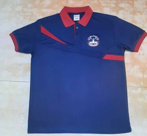 Blue Printed Half Sleeve School T Shirt