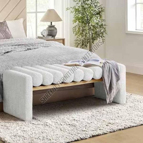 Bedroom Bench Ivory Upholstered Bench