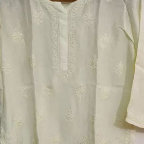 Chanderi Silk Chikankari Kurti