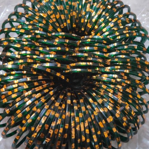 Dark Green Dotted Golden Polished Bangles