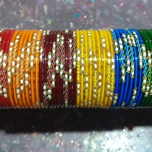 Stylish Stone Work Jari Bangles
