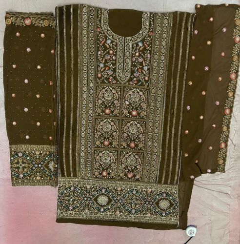 Green Jimmy Choo Embroidered Unstitched Salwar Kameez Suit Set