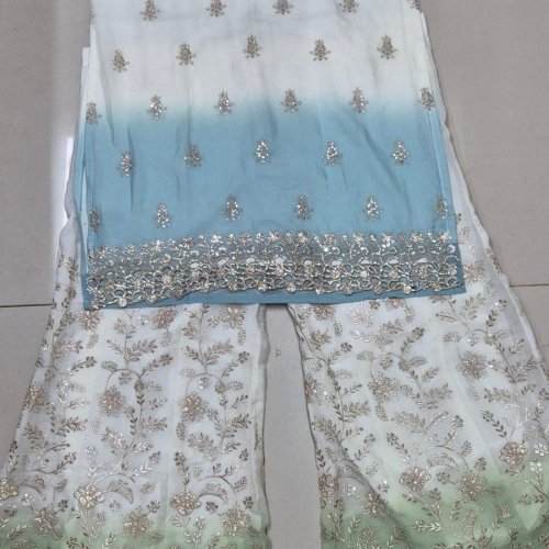 White Embroidered Viscose Kurti & Palazzo Set