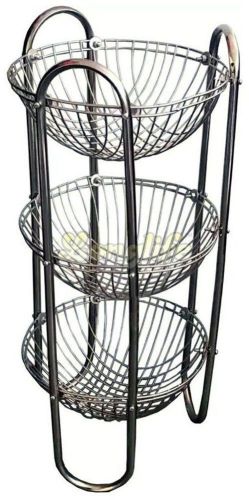 3 Shelves Round Stainless Steel Fruit Trolley