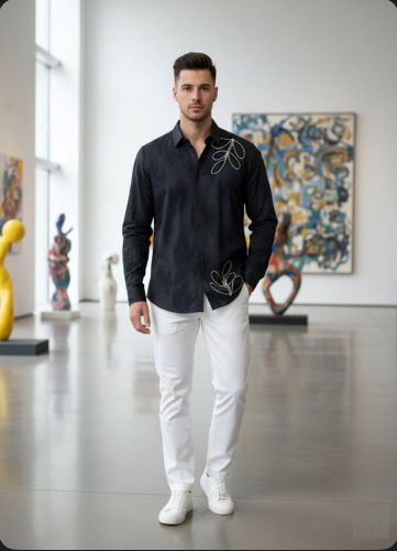 Men Embroidered Party Wear Shirt