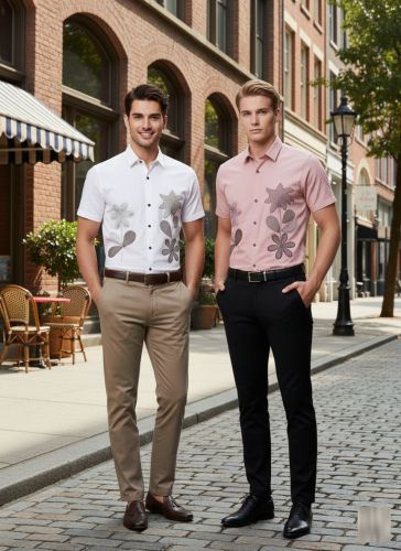 Embroidered Half Sleeve Men Casual Shirt