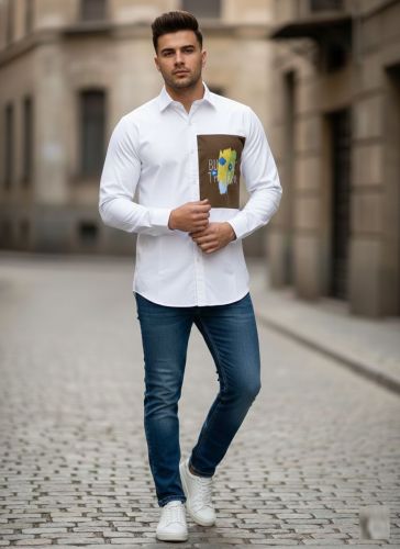 White Hand Embroidered Party Wear Shirt