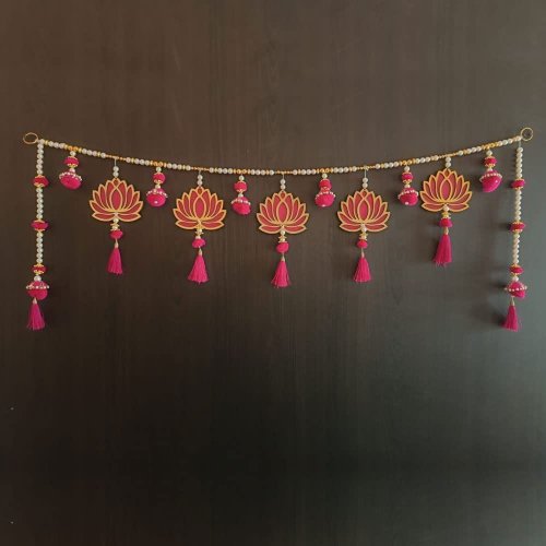 Anu Handicraft Handmade Door Hanging Pink Lotus Style Door Bandarwal Toran (Tl-14)- Diwali Ganesh Pooja New Year Inauguration  Festival Home