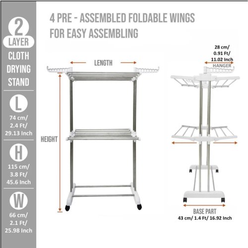 2 Layer Snow White Cloth Drying Stand