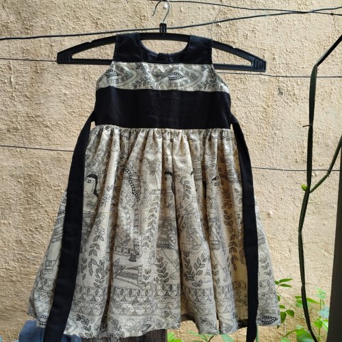 Black and White Soft Cotton Printed Frock