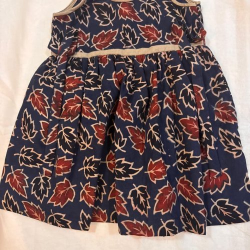 Leaf Printed Girls Cotton Frock