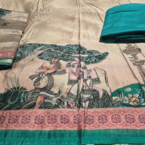 Traditional Mashru Silk Digital Print Suit Material