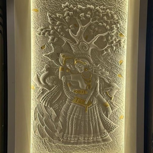3d Radha Krishna Relief Mural