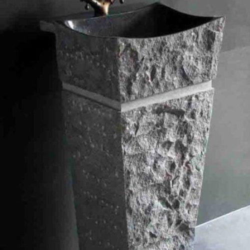Black Stone Pedestal Washbasin