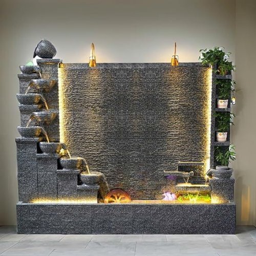 Outdoor Grey Granite Rockery Fountain