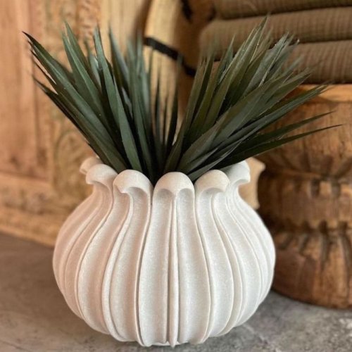 White Marble Flower Pot
