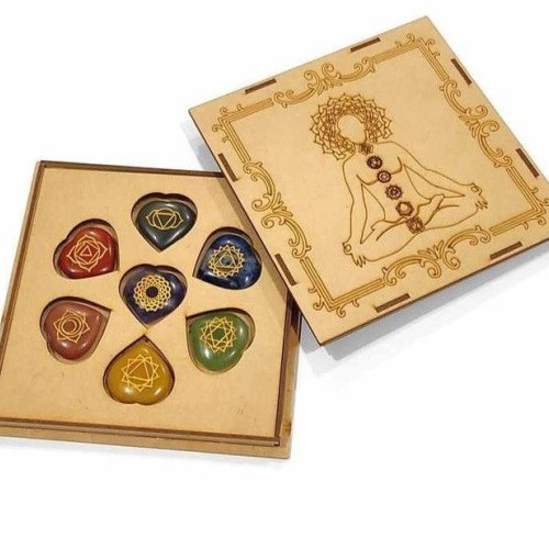 7 Chakra Healing Stone Heart Shape Set