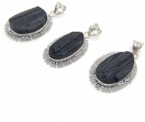 Black Tourmaline Metal Pendant