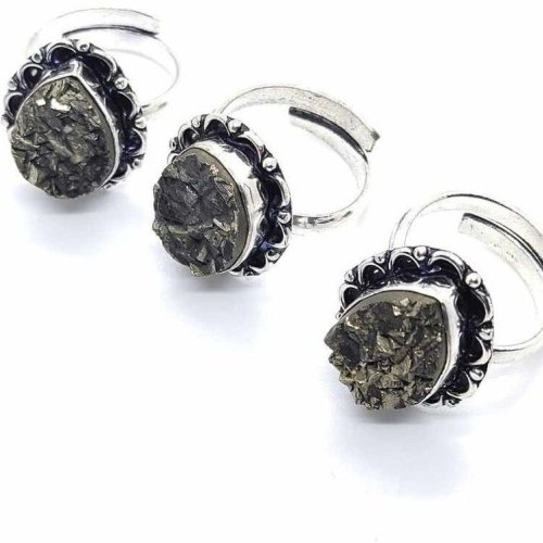 Pyrite Natural Raw Stone Ring