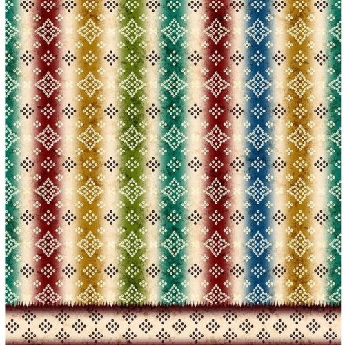 Bandhani Stripe Fusion Border Printed Cotton Fabric
