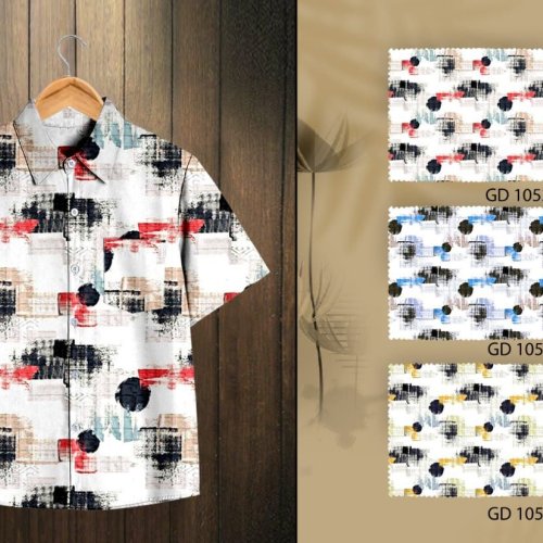Boys Cotton Abstract Block Print Shirt