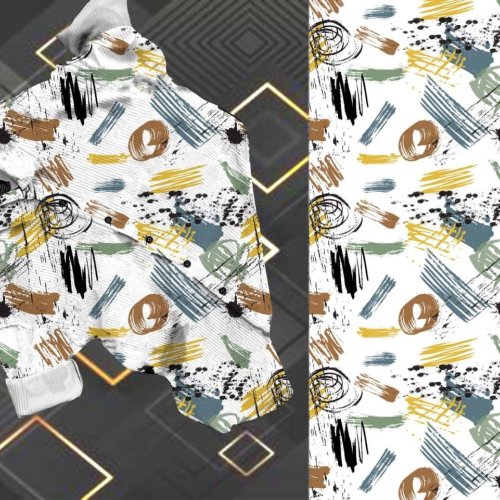 Boys Cotton Abstract Brush Art Shirt
