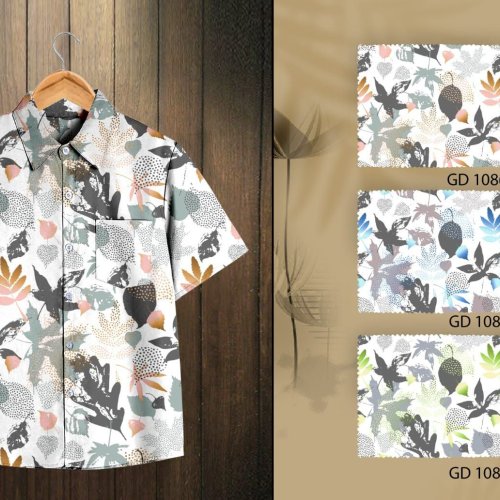Boys Cotton Floral Leaf Print Shirt