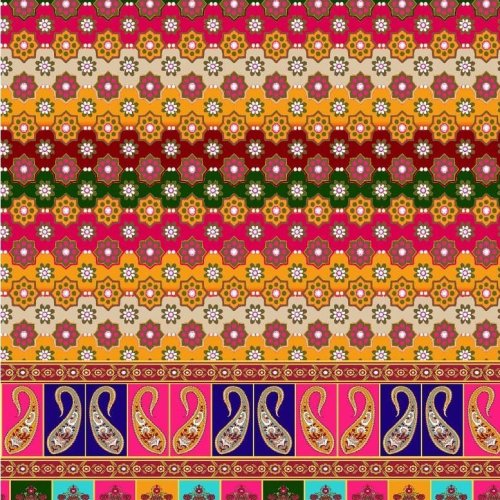 Ethnic Paisley Border Digital Print Cotton Fabric