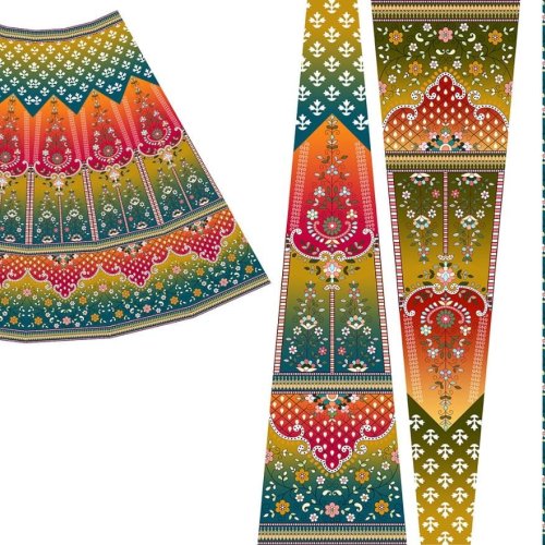 Ladies Cotton Multicolor Folk Printed Lehenga Choli Set