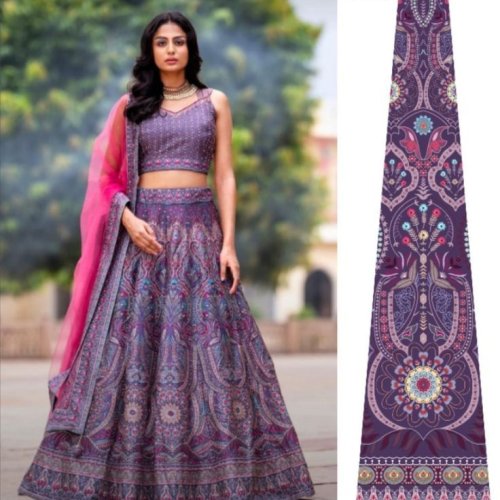 Ladies Printed Purple Lehenga Choli Set