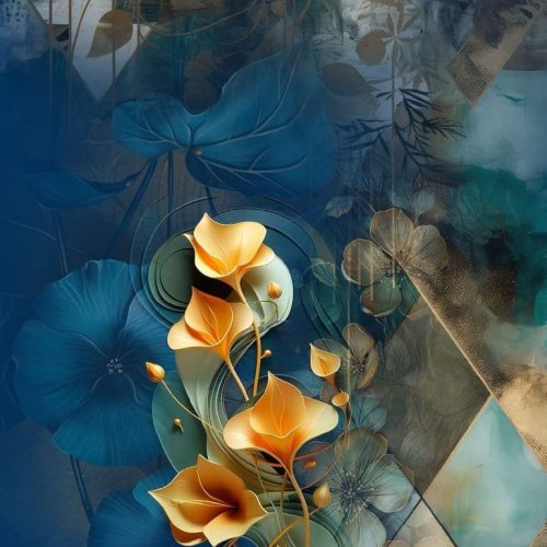 Luxury Floral Abstract Digital Print Rayon Fabric