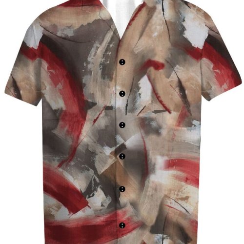 Men Cotton Abstract Brush Print Shirt