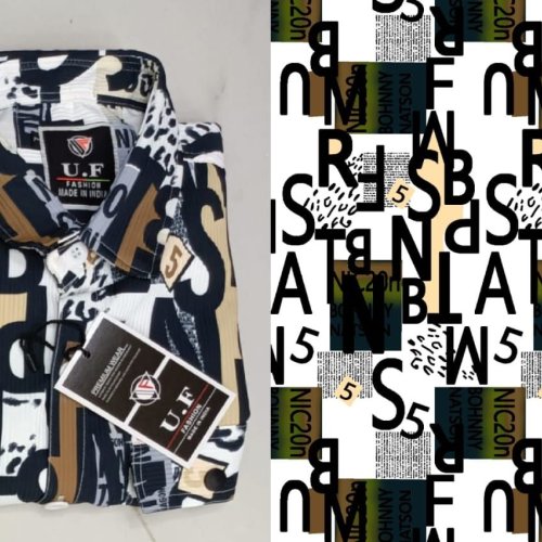 Men Cotton Black Beige Typography Printed Casual Shirt