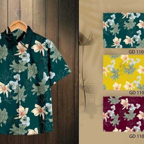 Men Floral Printed Casual Cotton Shirt