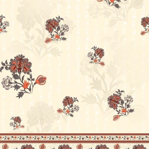 Vintage Floral Border Printed Cotton Fabric